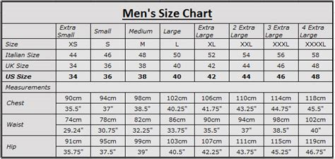 burberry size chart for men.